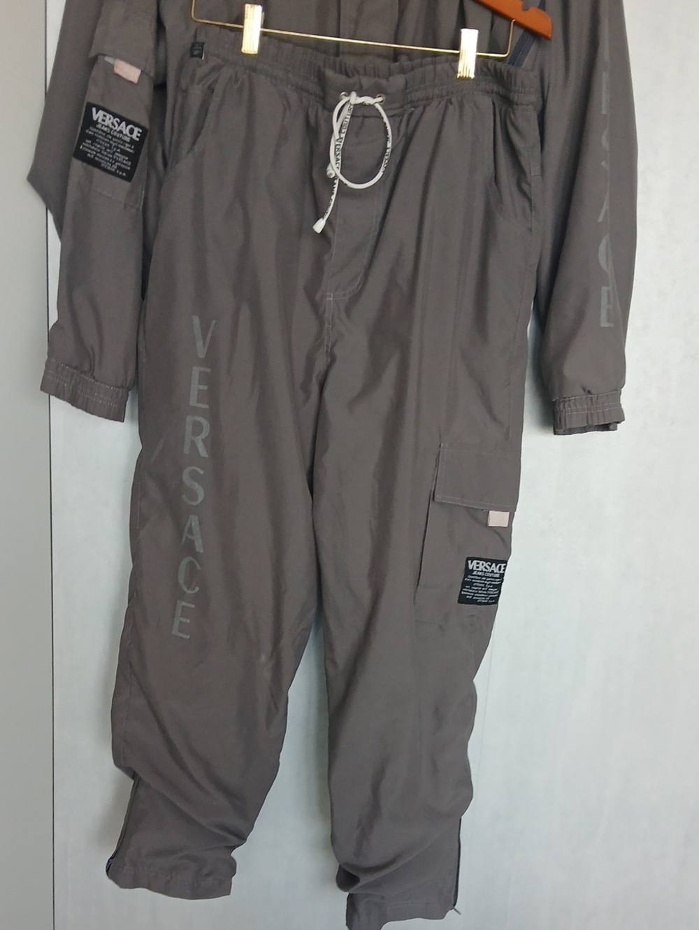 Versace Men's Windbreaker Jacket and Cargo Pants Set - Gray - Picture 15 of 16